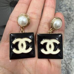 Ch*anel Black and Gold Earrings
